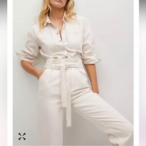 BNWT Mango Cream paper bag denim pants